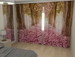 Photo curtains in the bedroom interior