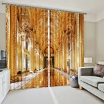 Photo curtains in the bedroom interior