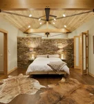 Bedroom interior with stone