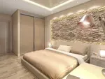 Жатын бөлмесінің интерьері тастан жасалған