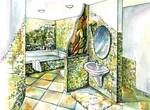 Bathroom interior drawing