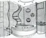 Bathroom Interior Drawing