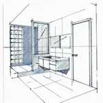 Bathroom interior drawing