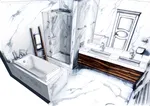 Bathroom interior drawing
