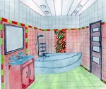 Bathroom interior drawing