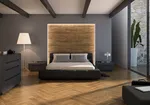 Porcelain tiles in the bedroom interior