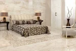 Porcelain tiles in the bedroom interior