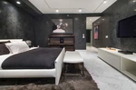 Porcelain tiles in the bedroom interior