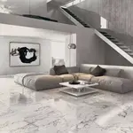 Porcelain tiles in the bedroom interior