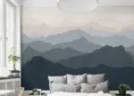 Mountains in the bedroom interior