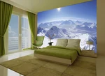 Mountains in the bedroom interior