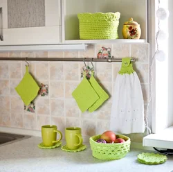 Potholders in the kitchen interior