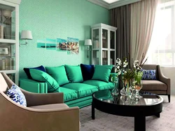 Aquamarine in the living room interior