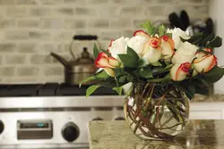 Roses in the kitchen interior