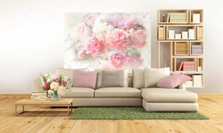 Qonaq otağının daxili hissəsindəki peonies