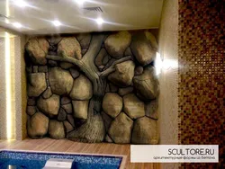 Rock in the bathroom interior