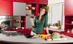 Photos Against The Background Of The Kitchen