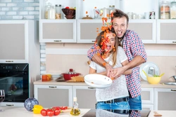 Photos Against The Background Of The Kitchen