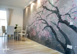 Kitchen interior with sakura