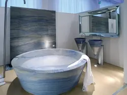 Cast bathtub in the interior