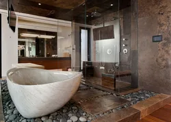 Cast bathtub in the interior