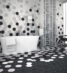 Hexagon in the bathroom interior