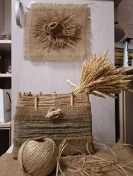 Burlap in the kitchen interior