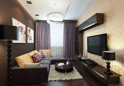 Dark interior of a small living room