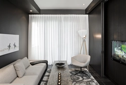 Dark interior of a small living room