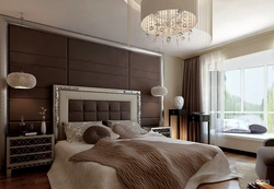 Black beige bedroom interior