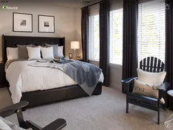Black beige bedroom interior
