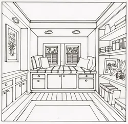 Bedroom interior in perspective
