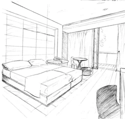 Bedroom interior in perspective