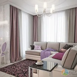 Powder curtains in the living room interior
