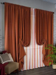 Terracotta Curtains In The Living Room Interior