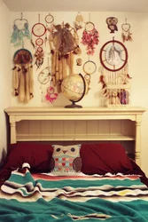 Dream catcher in the bedroom interior