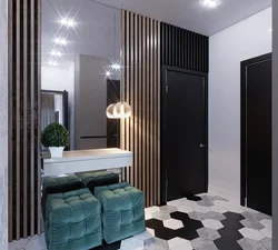 Black slats in the hallway interior