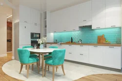 Aquamarine kitchen in the interior