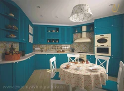Aquamarine kitchen in the interior