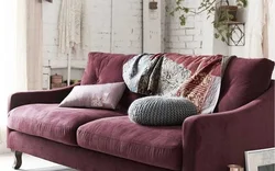 Диван Lingonberry Дар Дохили Ҳуҷраи Меҳмонхона