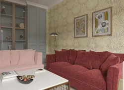 Qonaq otağının interyerində lingonberry divan