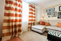 Terracotta curtains in the bedroom interior