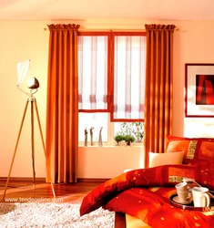 Terracotta Curtains In The Bedroom Interior