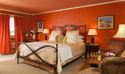 Terracotta Curtains In The Bedroom Interior