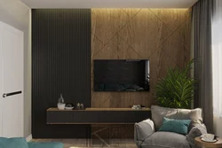 Black slats in the living room interior