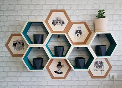 Honeycomb shelves in the hallway interior