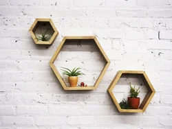 Honeycomb shelves in the hallway interior