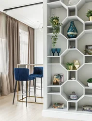 Honeycomb shelves in the hallway interior