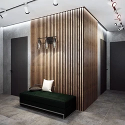 Black slats in the kitchen interior