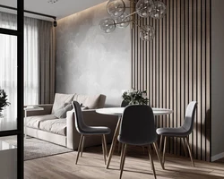 Black slats in the kitchen interior